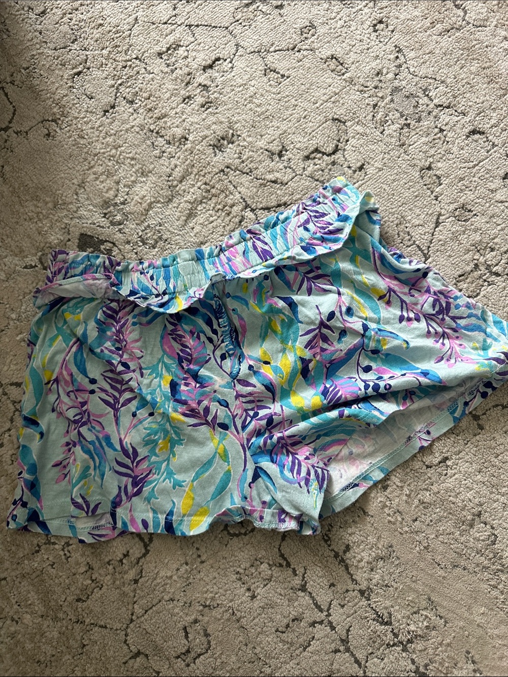 Lilly Pulitzer Girls Blue Floral Print Ruffle Shorts‎
